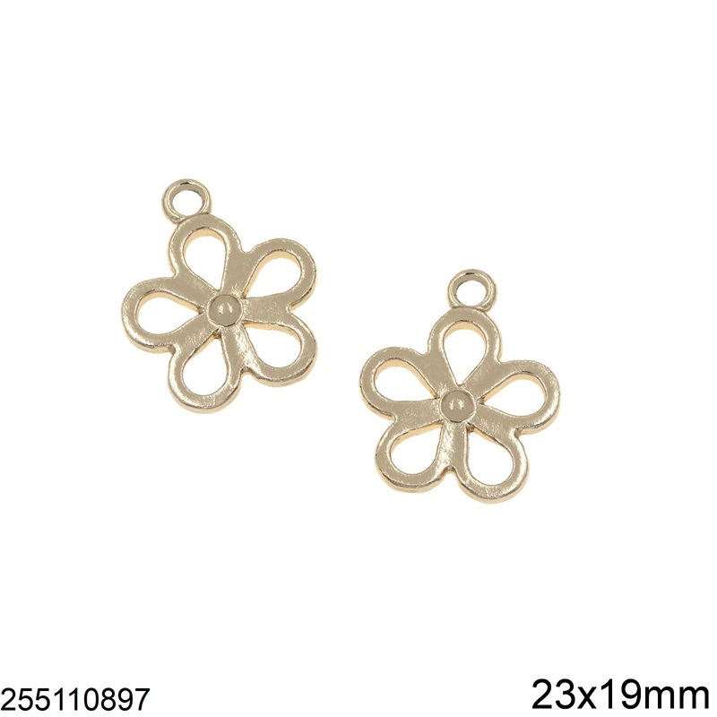 Casting Pendant Flower 23x19mm, Gold plated NF