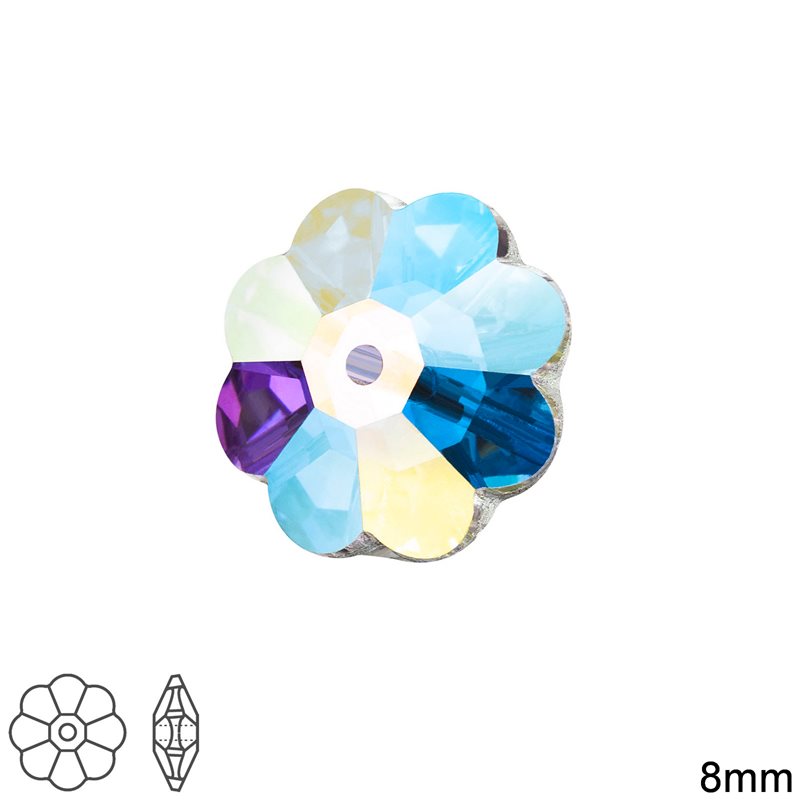 MC Flower με Τρύπα στη Μέση 8mm Crystal AB, Preciosa