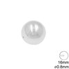 Plastic Pearl 16mm Half-Drilled 0.8mm, White