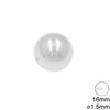 Plastic Pearl 16mm Half-Drilled 1.5mm, White