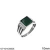 Silver 925 Male Ring with Square Onyx 11mm