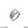 Silver 925 Male Ring with Square Onyx 11mm