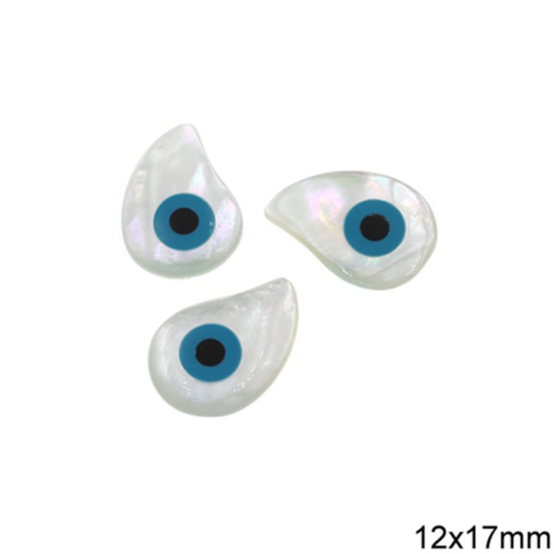 Shell Stone Evil Eye 12x17mm, Not Drilled