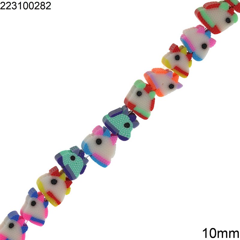 Polymer Clay Unicorn Beads 10mm, Multicolor