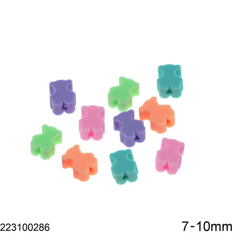 Polymer ClayTeddy Bear Beads 7-10mm, Multicolor