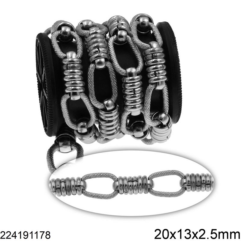 Stainless Steel Oval Link Chain 20x13x2.5mm with Rings 9mm