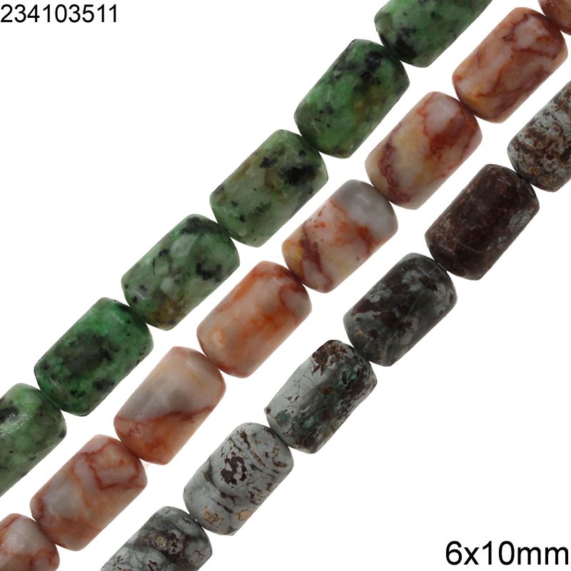 Semi Precious Tube Beads 6x10mm