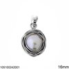Silver 925 Pendant Oxyde with Freshwater Pearl 14mm