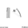 Stainless Steel Curved Rectangular Earring Stud with Ring 21x6mm