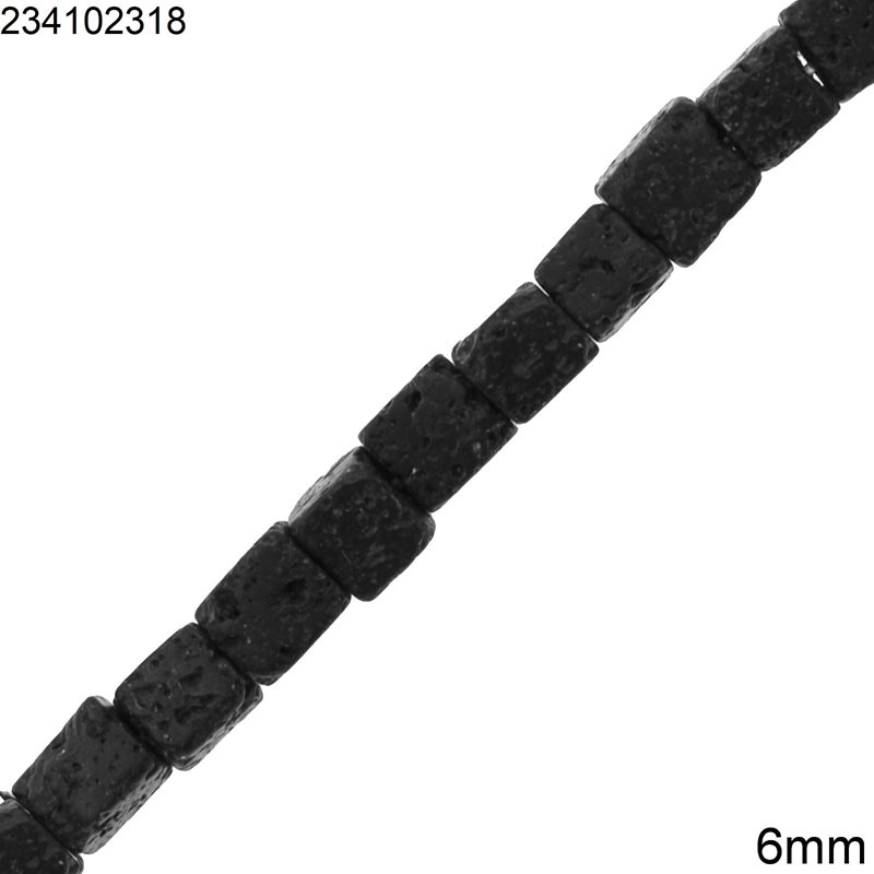 Χάνδρες Λάβα Κύβος 6mm, Μαύρο