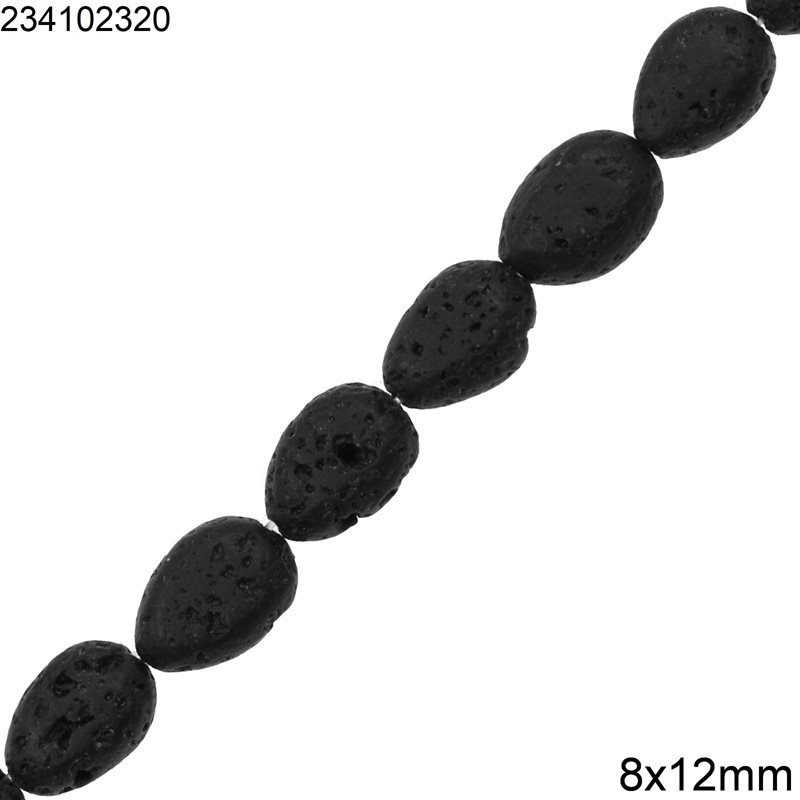 Lava Peashape Beads 8x12mm, Black