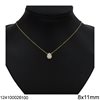 Silver 925 Necklace Pearshape with Zircon 8x11mm