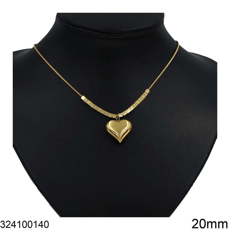 Stainless Steel Necklace Heart Loustre Bold 20mm