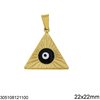 Μενταγιόν Ατσάλινο Πυραμίδα με Μάτι Σμάλτο 22x22mm