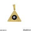 Μενταγιόν Ατσάλινο Πυραμίδα με Μάτι Σμάλτο 22x22mm