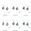 Silver 925 Hook Earrings with Pearshape Semi Precious Stones 6x8mm