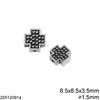 Casting Cross Bead with Hearts 8.5x8.5x3.5mm with Hole 1.5mm, Antique silver plated 