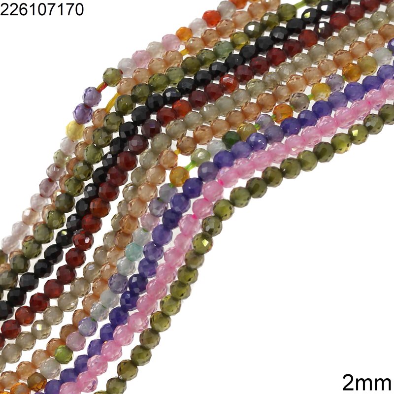 Synthetic Zircon Round Faceted Beads 2mm