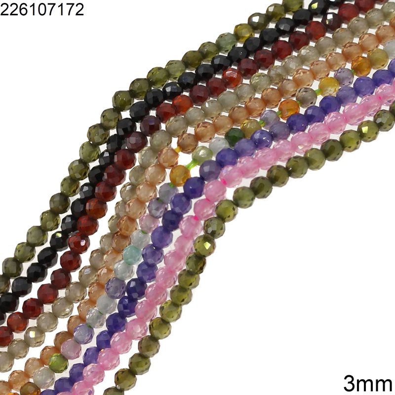 Synthetic Zircon Round Faceted Beads 3mm 