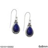 Silver 925 Hook Earrings with Pearshape Semi Precious Stone 6x8mm