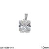 Stainless Steel Pendant with Square Zircon 10mm