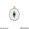 Stainless Steel Oval Evil Eye Pendant with Enamel 26x18.5mm