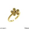 Silver 925 Ring Byzantine Flower with Stones 13mm, Multicolor gold plated