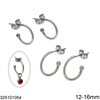 Stainless Steel Stud Earrings Hoop with Ball Ending 12-16mm