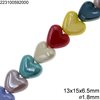 Ceramic Heart Bead 13x15x6.5mm with Hole 1.8mm