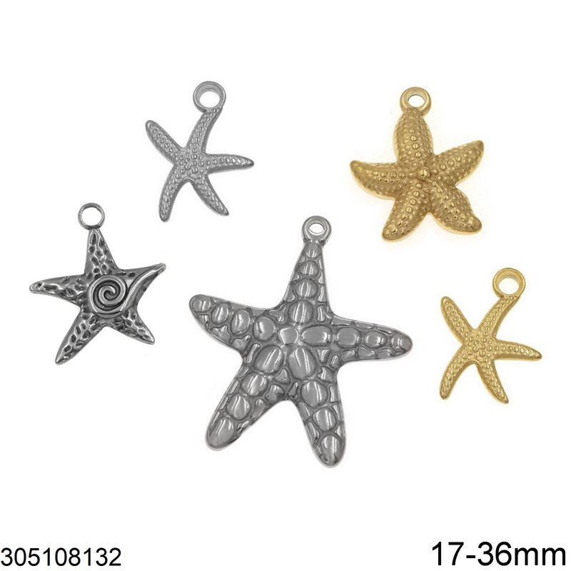 Stainless Steel Pendant Starfish 17-36mm