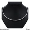 Stainless Steel Hammered Collar Necklace Open 4mm