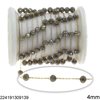 Stainless Steel Link Chain with Glass Faceted Beads 3mm