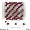 Stainless Steel Link Chain with Glass Faceted Beads 3mm