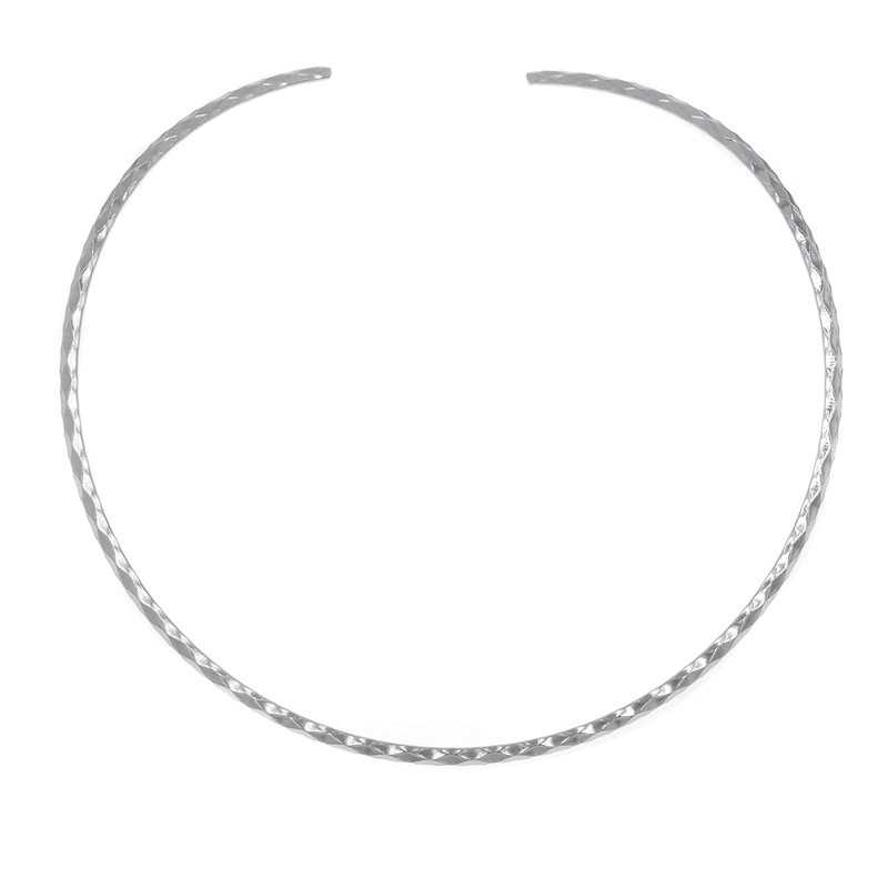 Stainless Steel Hammered Collar Necklace Open 4mm
