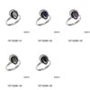 Silver 925 Ring with Half Moon & Pearshape Semi Precious Stone 6x8mm