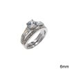 Silver 925  Double Ring with Zircon 6mm