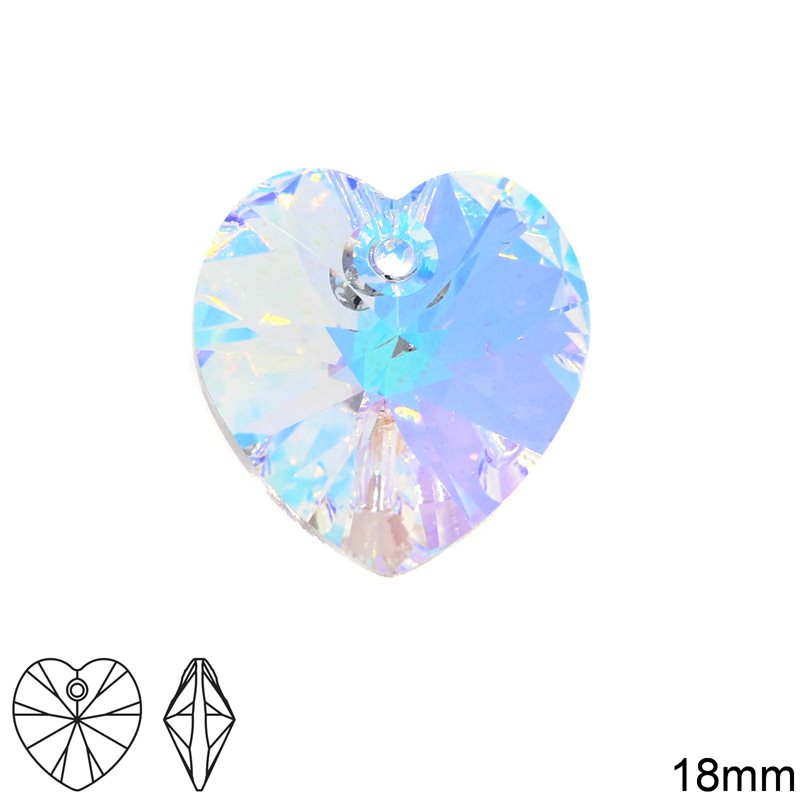 Heart Pendant MXM 18mm, Preciosa Crystal AB