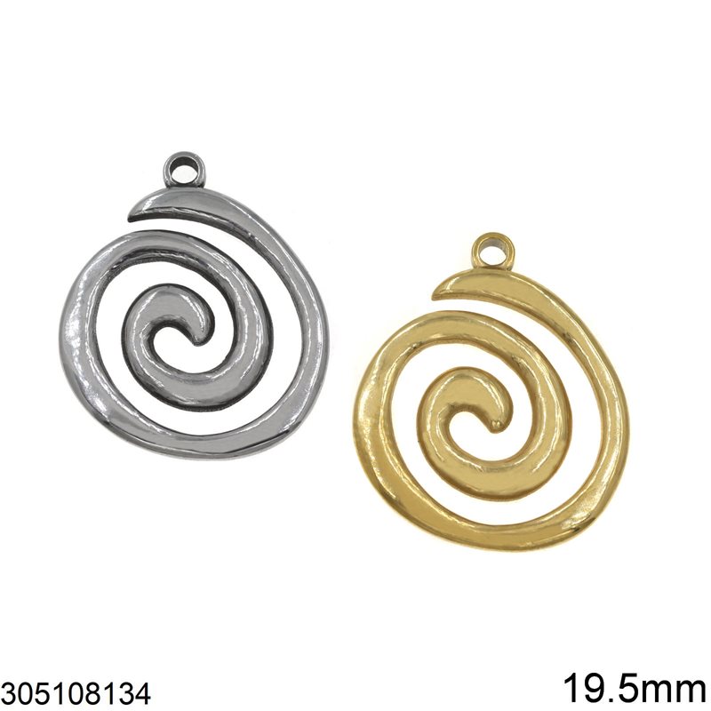 Stainless Steel Pendant Spiral 19.5mm