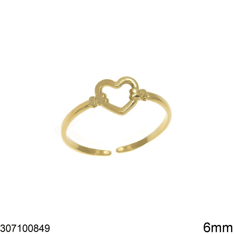 Δαχτυλίδι Ατσάλινο με Καρδιά 6mm Ανοιγόμενο