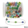 Stainless Steel Chain with Round Stone Bead 6mm 