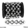 Stainless Steel Link Chain Ring with Round Beads 13mm