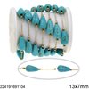 Stainless Steel Link Chain with Pearshape Beads 13x7mm