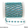 Stainless Steel Link Chain with Faceted Round Stone Beads 3mm