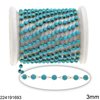 Stainless Steel Link Chain with Faceted Round Stone Beads 3mm