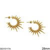 Σκουλαρίκια Ατσάλινα Καρφάκι Ήλιος 28mm, Χρυσό