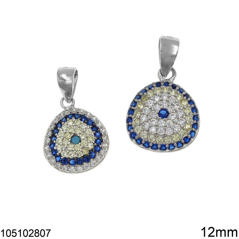 Silver 925 Pendant Evil Eye with Zircon 12mm