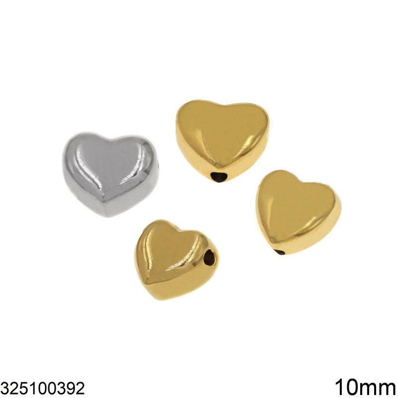 Stainless Steel Heart Bead 10mm