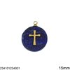 Semi Precious Stone Pendant with Stainless Steel Cross 14-15mm