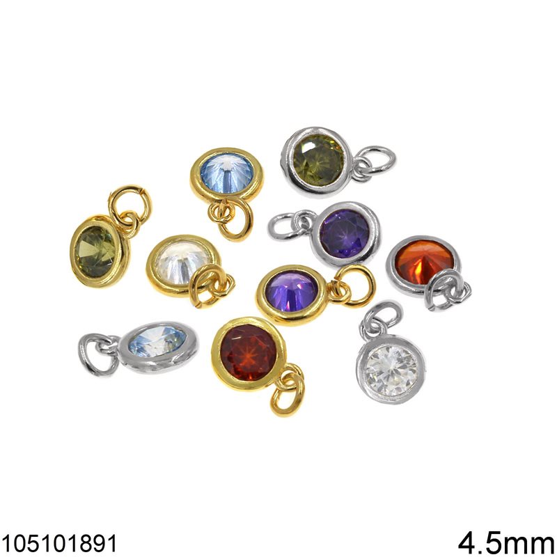 Silver 925 Pendant Round Zircon 4.5mm 