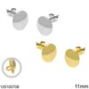 Silver 925 Part Stud with Disk Shine Finish and Hoop 11mm